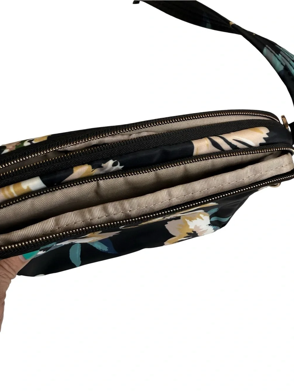Travelon Addison Black Floral Crossbody